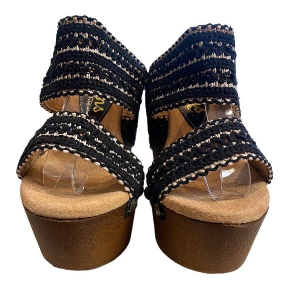 CALIFORNIANS Layla Women's Black Platform Wedge Slide Sandals NEW 10 - Picture 4 of 7